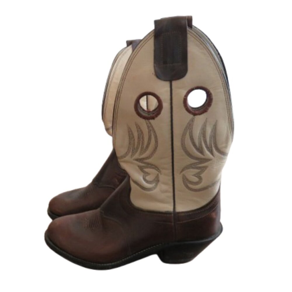 VINTAGE OLATHE BOOT COMPANY USA Buckaroo Brown Leather Cowboy Western Boots